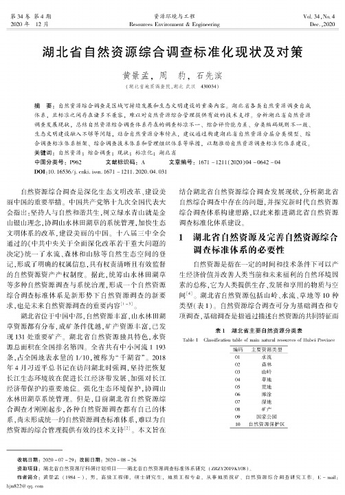 湖北省自然资源综合调查标准化现状及对策