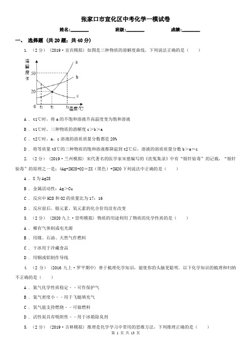 张家口市宣化区中考化学一模试卷