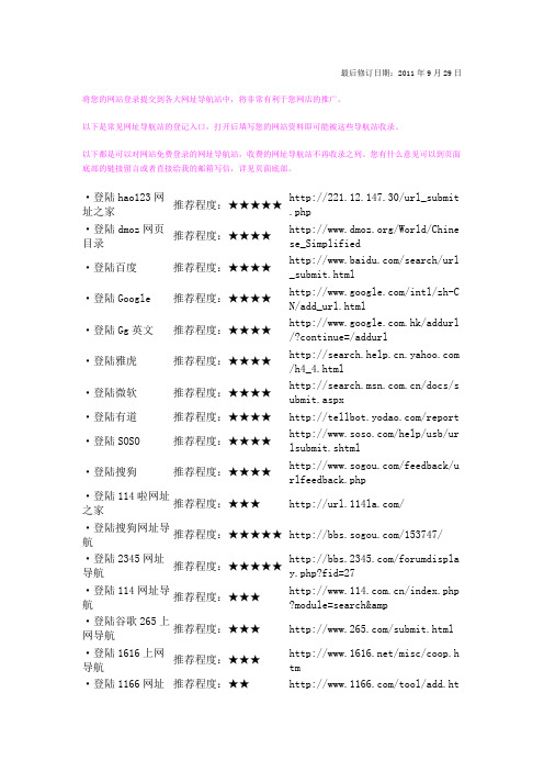 网址导航站登陆入口集合(部分).