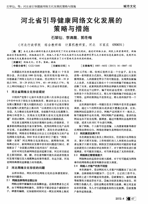 河北省引导健康网络文化发展的策略与措施