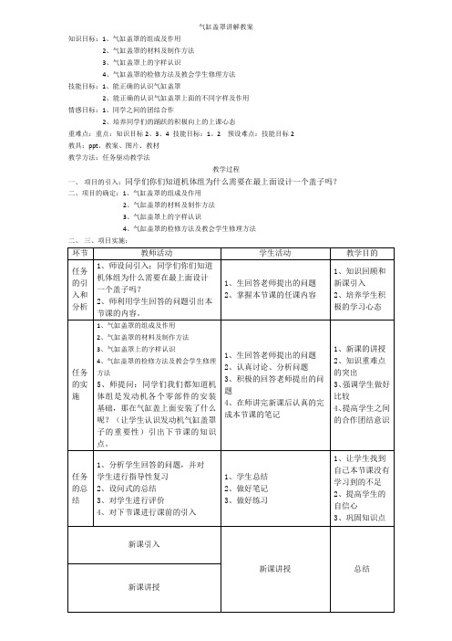 气缸盖罩的基础教案