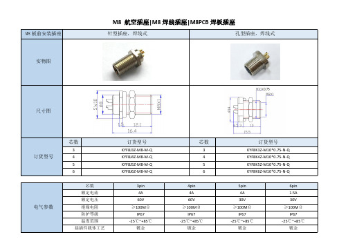 M8 航空插座焊线插座PCB焊板插座