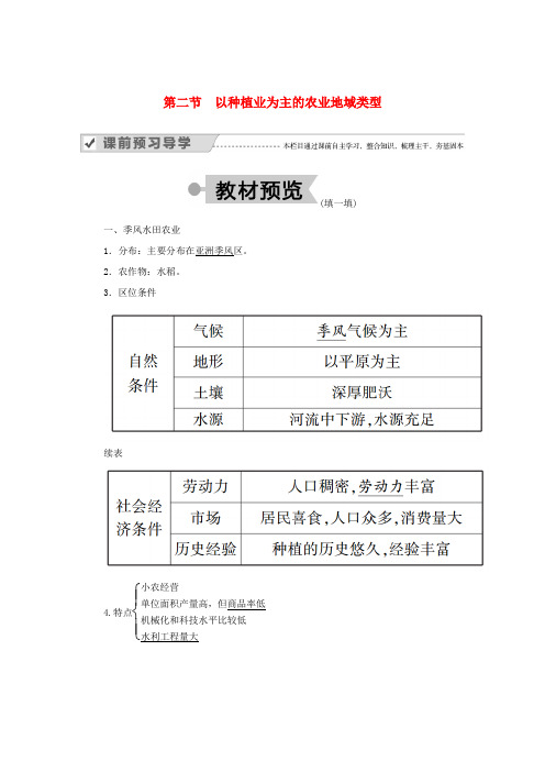 高中地理 第三章 农业地域的形成与发展 第二节 以种植业为主的农业地域类型学案 新人教版必修2-新人