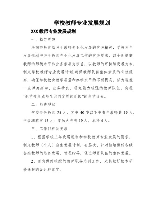 学校教师专业发展规划