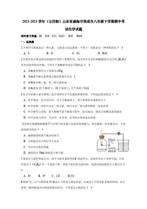 2023-2024学年(五四制)山东省威海市荣成市八年级下册期中考试化学试题(附答案)