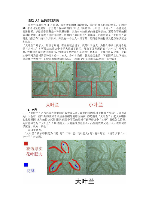 第五套人民币991大叶兰的特点及辨别方法