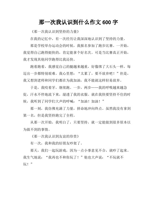 那一次我认识到什么作文600字