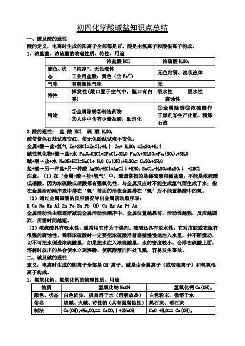 酸碱盐知识点总结及汇总 (1)