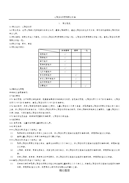 心理咨询师国家职业标准