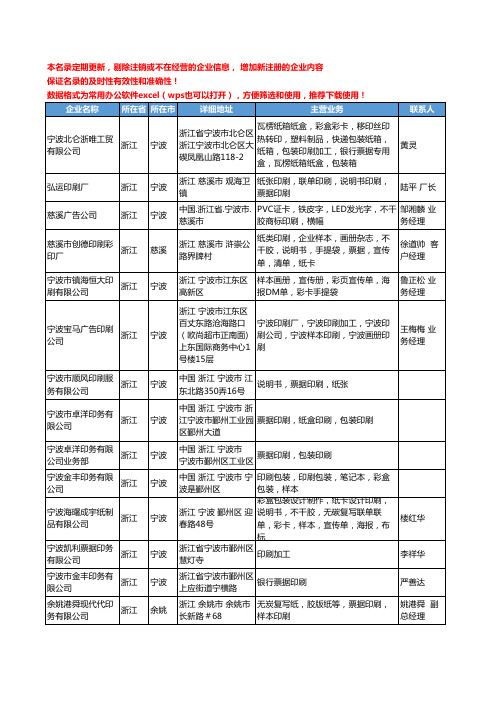 2020新版浙江省票据印刷工商企业公司名录名单黄页大全48家