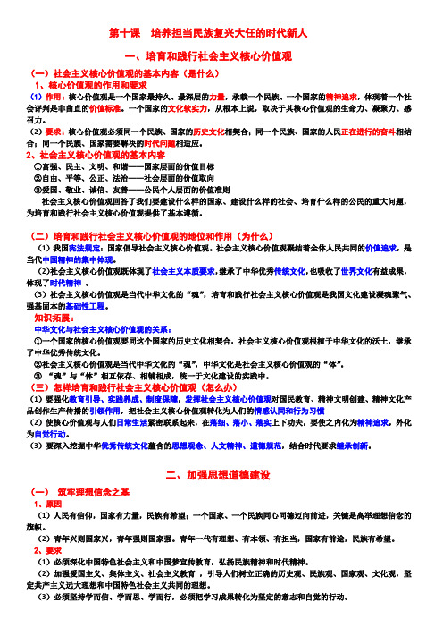 第十课培养担当民族复兴大任的时代新人(知识清单)