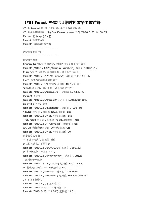 【VB】Format 格式化日期时间数字函数详解