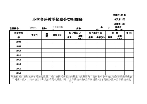 小学音乐教学仪器账目