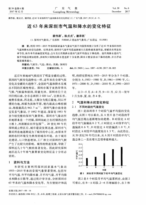 近63年来深圳市气温和降水的变化特征