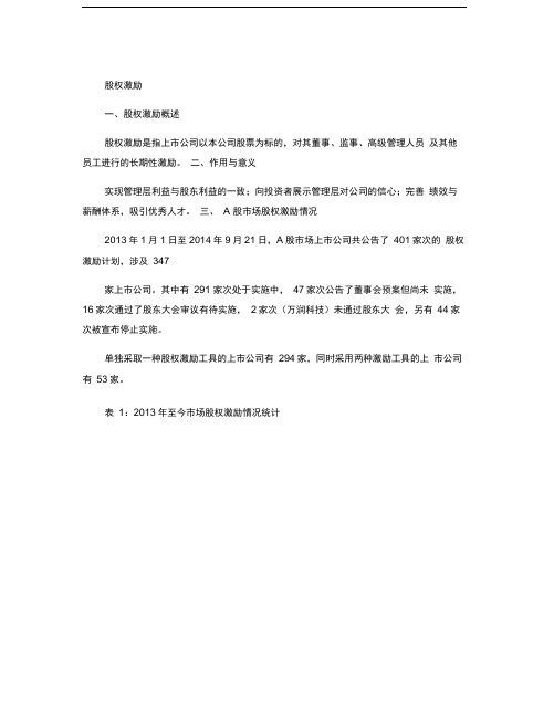 上市公司股权激励及员工持股计划