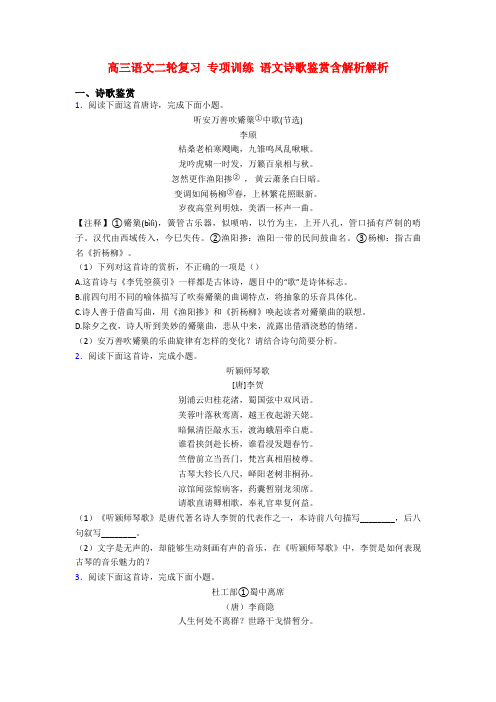 高三语文二轮复习 专项训练 语文诗歌鉴赏含解析解析