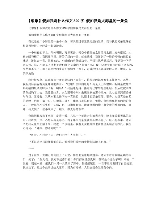 【想象】假如我是什么作文800字 假如我是大海里的一条鱼