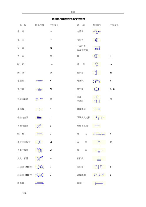 常用电气图形符号和文字符号