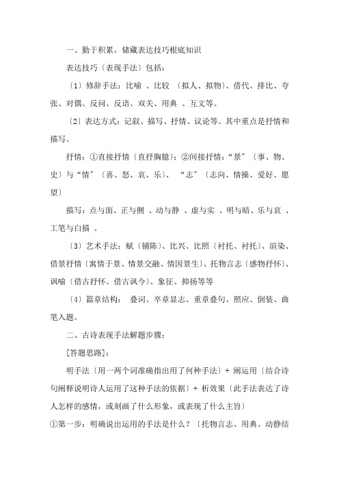 诗歌表现手法答题格式精选