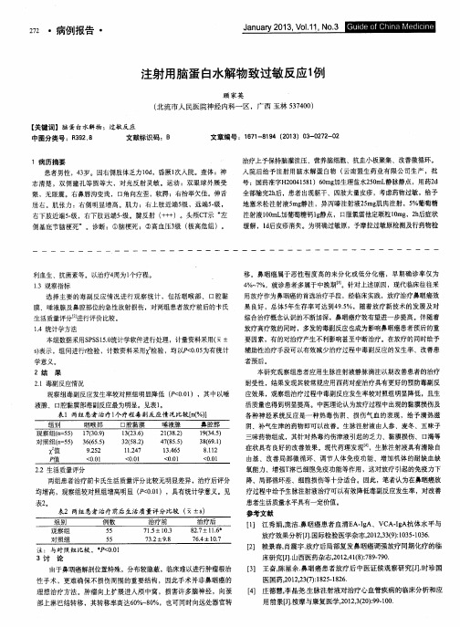 注射用脑蛋白水解物致过敏反应1例