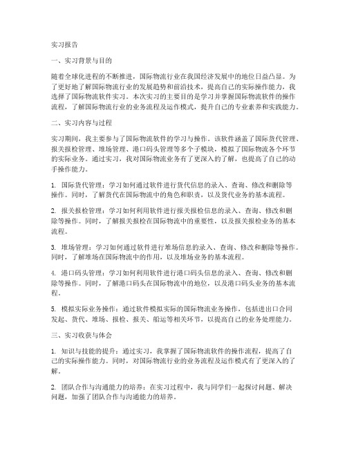 国际物流软件实习报告