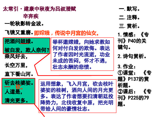 7.《太常引·建康中秋夜为吕叔潜赋》鉴赏复习