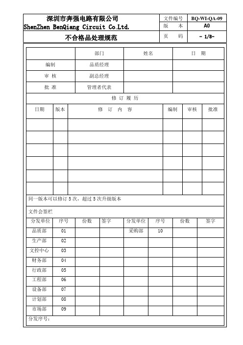 BQ-WI-QA-09 不合格品处理规范