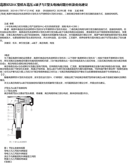 高原HXD1C型机车高压A端子与T型头电蚀问题分析及优化建议