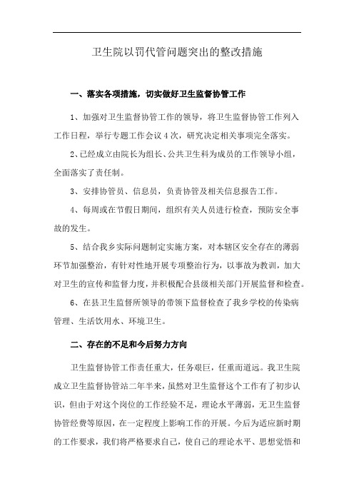 卫生院以罚代管问题突出的整改措施