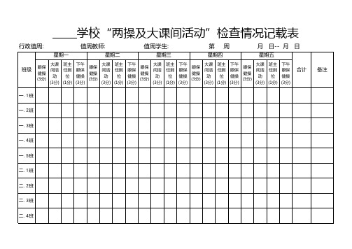 “两操及大课间活动”检查情况记录表