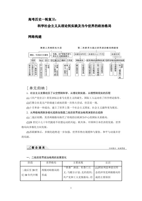 高考历史一轮复习：科学社会主义从理论到实践及当今世界的政治格局