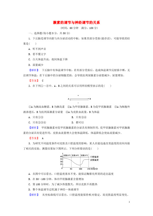 高考生物总复习 激素的调节与神经调节的关系试题(含解析)