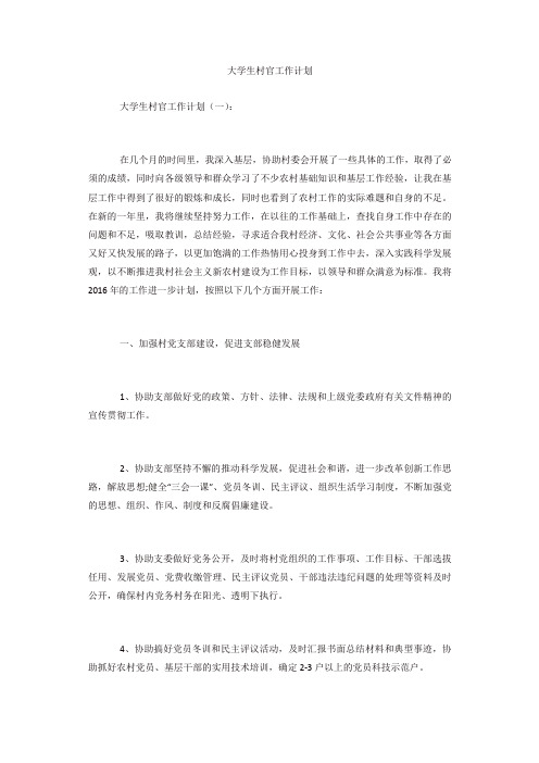 专题范文精品:大学生村官工作计划