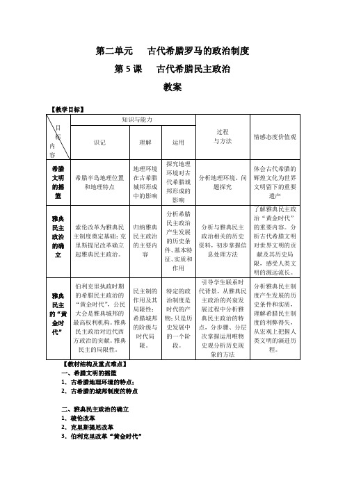 历史：2.5《古代希腊民主政治》教案(2)(新人教版必修1)