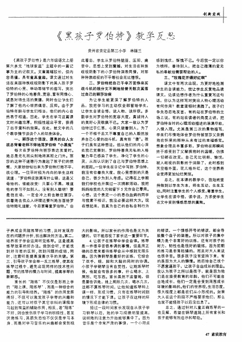 《黑孩子罗伯特》教学反思