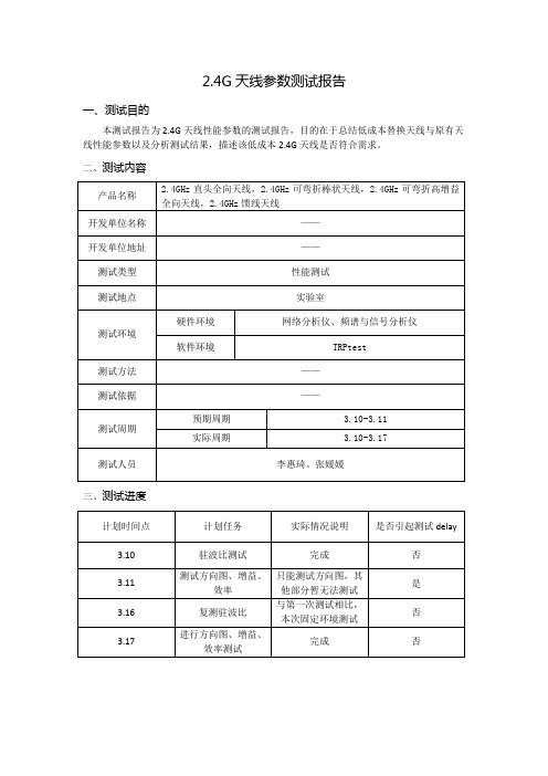 2.4G天线参数测试报告