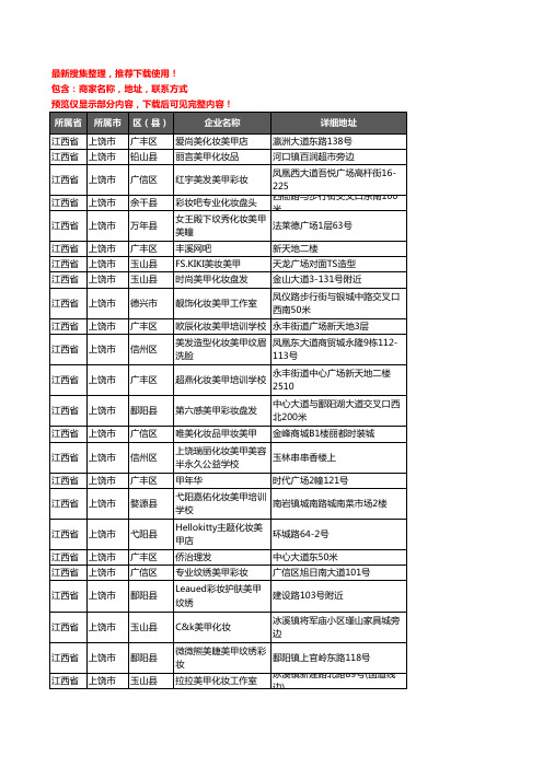 新版江西省上饶市彩妆美甲企业公司商家户名录单联系方式地址大全54家