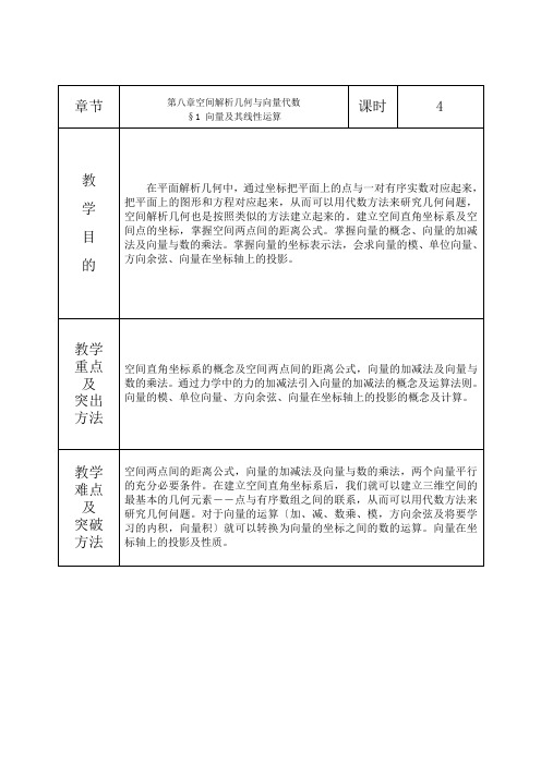 高等数学-第8章-空间解析几何与向量代数