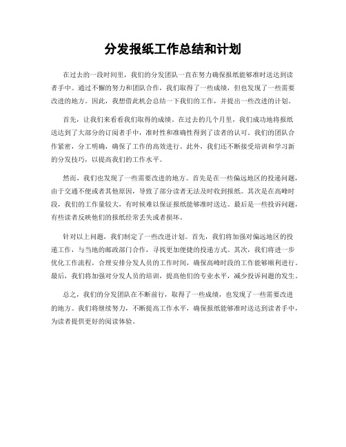 分发报纸工作总结和计划