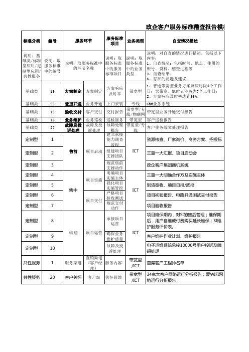 政企客户服务标准稽查报告模板