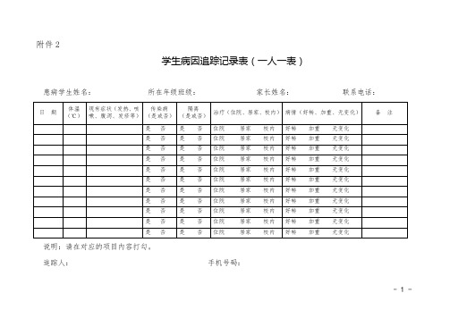 《学生病因追踪记录表》《学生因病缺课联系卡》