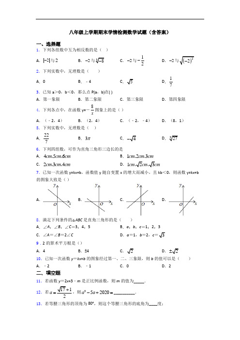 八年级上学期期末学情检测数学试题(含答案)