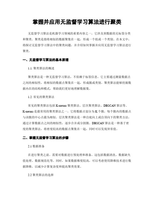 掌握并应用无监督学习算法进行聚类