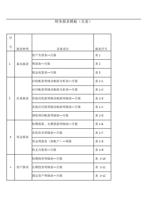 财务报表模板(全套)