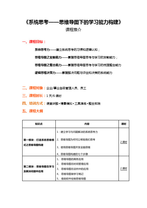 田敬国老师课程十一《系统思维-思维导图下的学习能力构建》2018