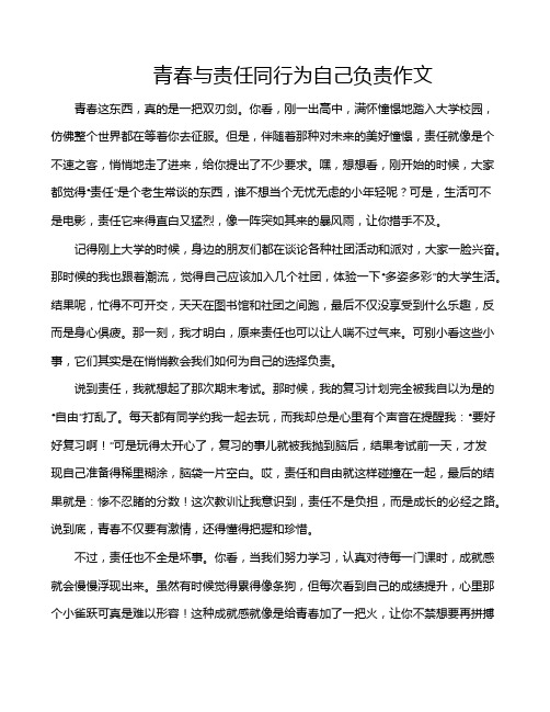 青春与责任同行为自己负责作文