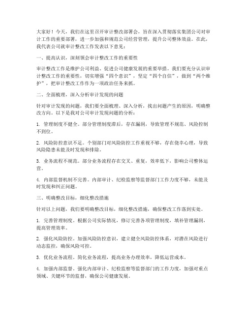 审计整改部署发言稿范文