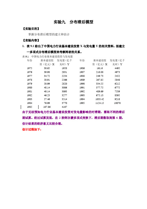 实验十  分布滞后模型