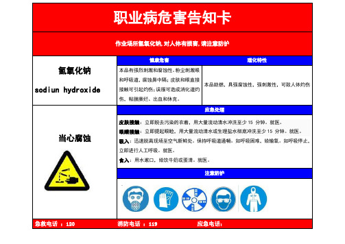 职业病危害告知卡-氢氧化钠