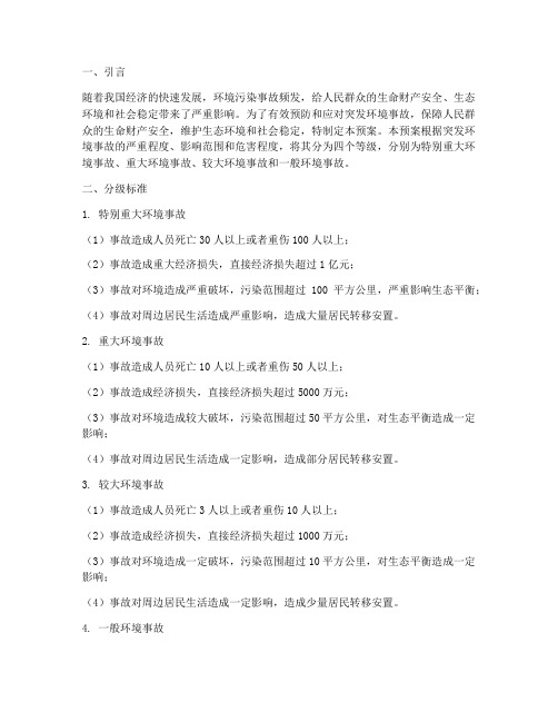 突发环境事故应急预案分级